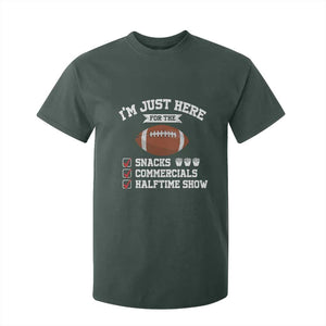 Funny Football T Shirt For Kid I'm Just Here For The Snacks And Commercials TS10 Dark Forest Green Print Your Wear