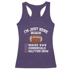 Funny Football Racerback Tank Top I'm Just Here For The Snacks And Commercials TS10 Purple Print Your Wear