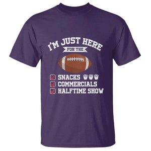 Funny Football T Shirt I'm Just Here For The Snacks And Commercials TS10 Purple Print Your Wear