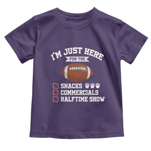 Funny Football Toddler T Shirt I'm Just Here For The Snacks And Commercials TS10 Purple Print Your Wear
