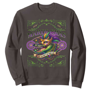 Mardi Gras Crocodile Sweatshirt Mardigator Alligator Costume Carnival Ain't No Party Like Mardi Gras TS10 Dark Chocolate Print Your Wear
