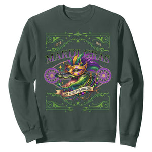 Mardi Gras Crocodile Sweatshirt Mardigator Alligator Costume Carnival Ain't No Party Like Mardi Gras TS10 Dark Forest Green Print Your Wear