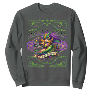 Mardi Gras Crocodile Sweatshirt Mardigator Alligator Costume Carnival Ain't No Party Like Mardi Gras TS10 Dark Heather Print Your Wear