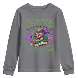 Mardi Gras Crocodile Youth Sweatshirt Mardigator Alligator Costume Carnival Ain't No Party Like Mardi Gras TS10 Charcoal Print Your Wear