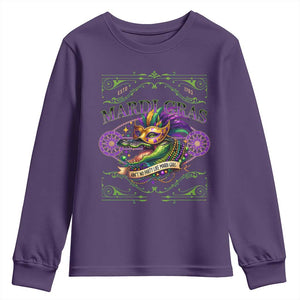 Mardi Gras Crocodile Youth Sweatshirt Mardigator Alligator Costume Carnival Ain't No Party Like Mardi Gras TS10 Purple Print Your Wear