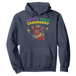 Mardi Gras Crawfish Hoodie Whos Your Crawdaddy Jester Beads TS10 Navy Print Your Wear