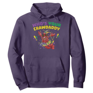 Mardi Gras Crawfish Hoodie Whos Your Crawdaddy Jester Beads TS10 Purple Print Your Wear