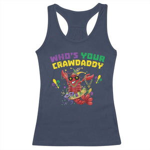 Mardi Gras Crawfish Racerback Tank Top Whos Your Crawdaddy Jester Beads TS10 Navy Print Your Wear