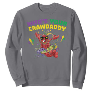 Mardi Gras Crawfish Sweatshirt Whos Your Crawdaddy Jester Beads TS10 Charcoal Print Your Wear
