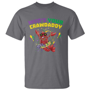 Mardi Gras Crawfish T Shirt Whos Your Crawdaddy Jester Beads TS10 Charcoal Print Your Wear