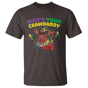 Mardi Gras Crawfish T Shirt Whos Your Crawdaddy Jester Beads TS10 Dark Chocolate Print Your Wear