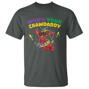Mardi Gras Crawfish T Shirt Whos Your Crawdaddy Jester Beads TS10 Dark Heather Print Your Wear