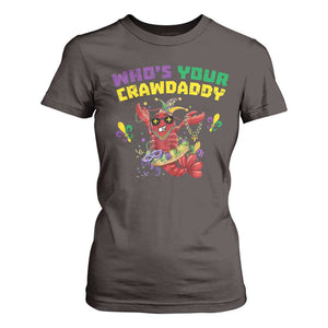Mardi Gras Crawfish T Shirt For Women Whos Your Crawdaddy Jester Beads TS10 Dark Chocolate Print Your Wear