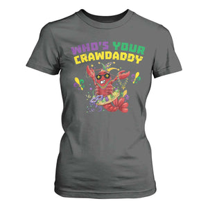 Mardi Gras Crawfish T Shirt For Women Whos Your Crawdaddy Jester Beads TS10 Dark Heather Print Your Wear