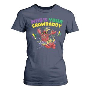 Mardi Gras Crawfish T Shirt For Women Whos Your Crawdaddy Jester Beads TS10 Navy Print Your Wear