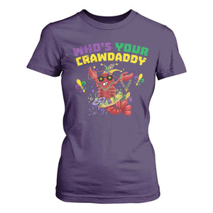 Mardi Gras Crawfish T Shirt For Women Whos Your Crawdaddy Jester Beads TS10 Purple Print Your Wear