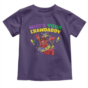 Mardi Gras Crawfish Toddler T Shirt Whos Your Crawdaddy Jester Beads TS10 Purple Print Your Wear