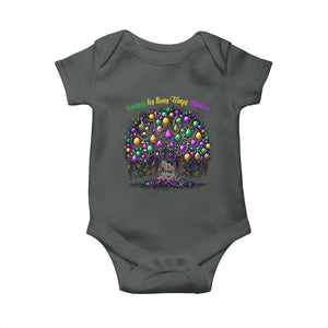 Mardi Gras Bead Tree Baby Onesie Carnival New Orleans 2025 Laissez Les Bons Temps Rouler TS10 Dark Heather Print Your Wear
