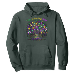 Mardi Gras Bead Tree Hoodie Carnival New Orleans 2025 Laissez Les Bons Temps Rouler TS10 Dark Forest Green Print Your Wear