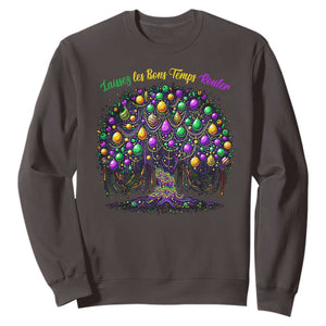 Mardi Gras Bead Tree Sweatshirt Carnival New Orleans 2025 Laissez Les Bons Temps Rouler TS10 Dark Chocolate Print Your Wear