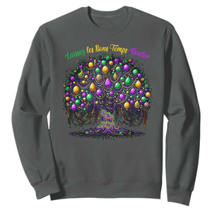 Mardi Gras Bead Tree Sweatshirt Carnival New Orleans 2025 Laissez Les Bons Temps Rouler TS10 Dark Heather Print Your Wear