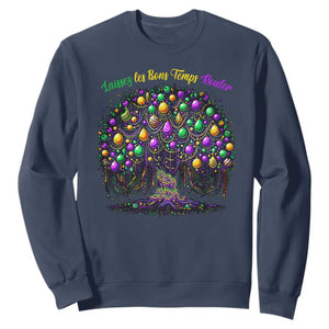 Mardi Gras Bead Tree Sweatshirt Carnival New Orleans 2025 Laissez Les Bons Temps Rouler TS10 Navy Print Your Wear