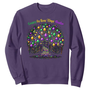 Mardi Gras Bead Tree Sweatshirt Carnival New Orleans 2025 Laissez Les Bons Temps Rouler TS10 Purple Print Your Wear