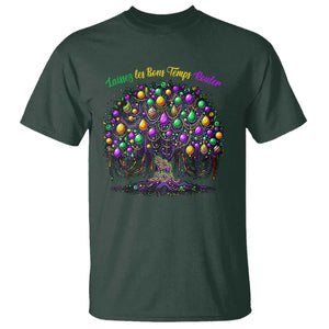 Mardi Gras Bead Tree T Shirt Carnival New Orleans 2025 Laissez Les Bons Temps Rouler TS10 Dark Forest Green Print Your Wear