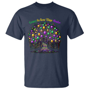 Mardi Gras Bead Tree T Shirt Carnival New Orleans 2025 Laissez Les Bons Temps Rouler TS10 Navy Print Your Wear