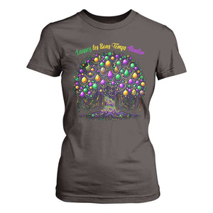 Mardi Gras Bead Tree T Shirt For Women Carnival New Orleans 2025 Laissez Les Bons Temps Rouler TS10 Dark Chocolate Print Your Wear