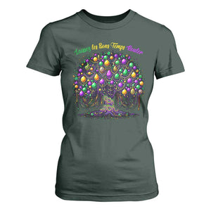 Mardi Gras Bead Tree T Shirt For Women Carnival New Orleans 2025 Laissez Les Bons Temps Rouler TS10 Dark Forest Green Print Your Wear