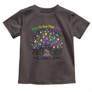 Mardi Gras Bead Tree Toddler T Shirt Carnival New Orleans 2025 Laissez Les Bons Temps Rouler TS10 Dark Chocolate Print Your Wear