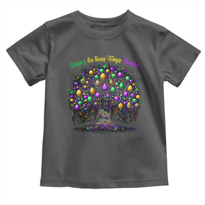 Mardi Gras Bead Tree Toddler T Shirt Carnival New Orleans 2025 Laissez Les Bons Temps Rouler TS10 Dark Heather Print Your Wear