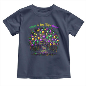 Mardi Gras Bead Tree Toddler T Shirt Carnival New Orleans 2025 Laissez Les Bons Temps Rouler TS10 Navy Print Your Wear