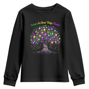 Mardi Gras Bead Tree Youth Sweatshirt Carnival New Orleans 2025 Laissez Les Bons Temps Rouler TS10 Black Print Your Wear