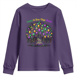 Mardi Gras Bead Tree Youth Sweatshirt Carnival New Orleans 2025 Laissez Les Bons Temps Rouler TS10 Purple Print Your Wear