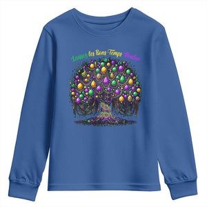 Mardi Gras Bead Tree Youth Sweatshirt Carnival New Orleans 2025 Laissez Les Bons Temps Rouler TS10 Royal Blue Print Your Wear