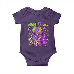 Funny Mardi Gras Baby Onesie Walk it Like a Dog Louisiana Fleur De Lis TS10 Purple Print Your Wear