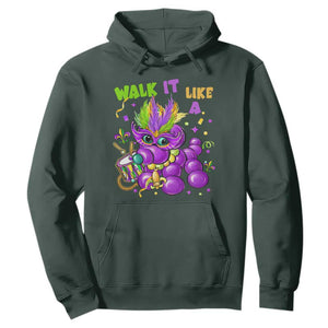 Funny Mardi Gras Hoodie Walk it Like a Dog Louisiana Fleur De Lis TS10 Dark Forest Green Print Your Wear