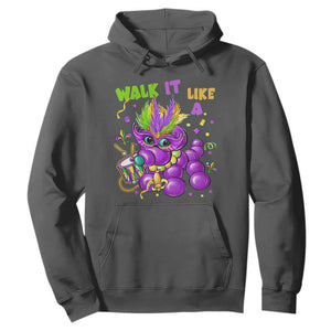 Funny Mardi Gras Hoodie Walk it Like a Dog Louisiana Fleur De Lis TS10 Dark Heather Print Your Wear