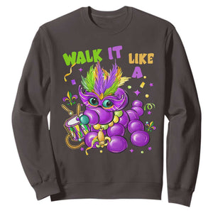 Funny Mardi Gras Sweatshirt Walk it Like a Dog Louisiana Fleur De Lis TS10 Dark Chocolate Print Your Wear