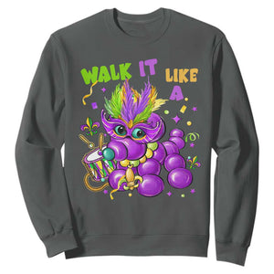 Funny Mardi Gras Sweatshirt Walk it Like a Dog Louisiana Fleur De Lis TS10 Dark Heather Print Your Wear