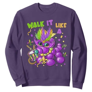 Funny Mardi Gras Sweatshirt Walk it Like a Dog Louisiana Fleur De Lis TS10 Purple Print Your Wear