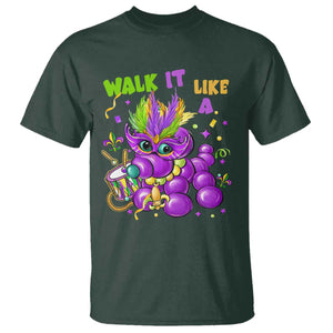 Funny Mardi Gras T Shirt Walk it Like a Dog Louisiana Fleur De Lis TS10 Dark Forest Green Print Your Wear