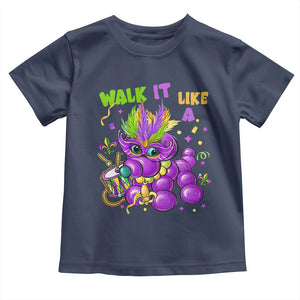 Funny Mardi Gras Toddler T Shirt Walk it Like a Dog Louisiana Fleur De Lis TS10 Navy Print Your Wear
