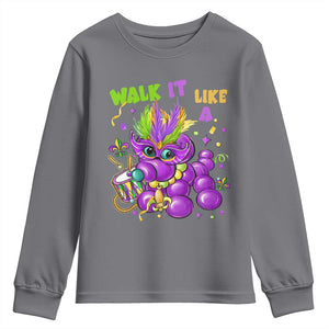 Funny Mardi Gras Youth Sweatshirt Walk it Like a Dog Louisiana Fleur De Lis TS10 Charcoal Print Your Wear