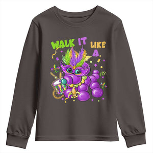 Funny Mardi Gras Youth Sweatshirt Walk it Like a Dog Louisiana Fleur De Lis TS10 Dark Chocolate Print Your Wear