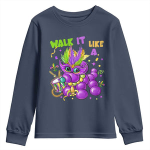 Funny Mardi Gras Youth Sweatshirt Walk it Like a Dog Louisiana Fleur De Lis TS10 Navy Print Your Wear