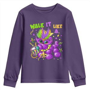Funny Mardi Gras Youth Sweatshirt Walk it Like a Dog Louisiana Fleur De Lis TS10 Purple Print Your Wear