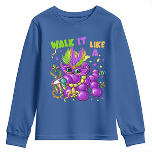 Funny Mardi Gras Youth Sweatshirt Walk it Like a Dog Louisiana Fleur De Lis TS10 Royal Blue Print Your Wear